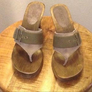 MIA - wood heels, like new